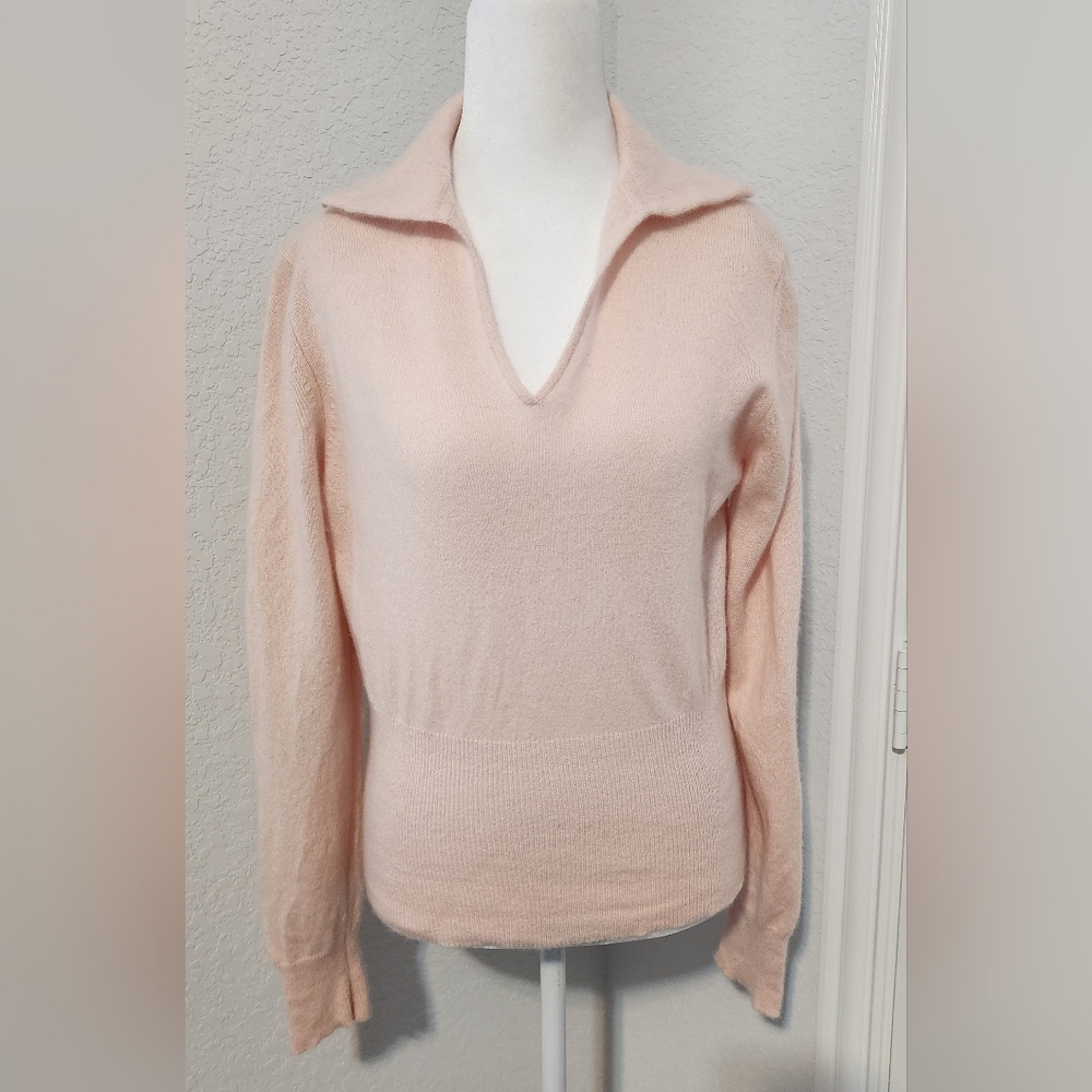 Women's Context Pink Cashmere Blend Long Sleeve Sweater Size XL